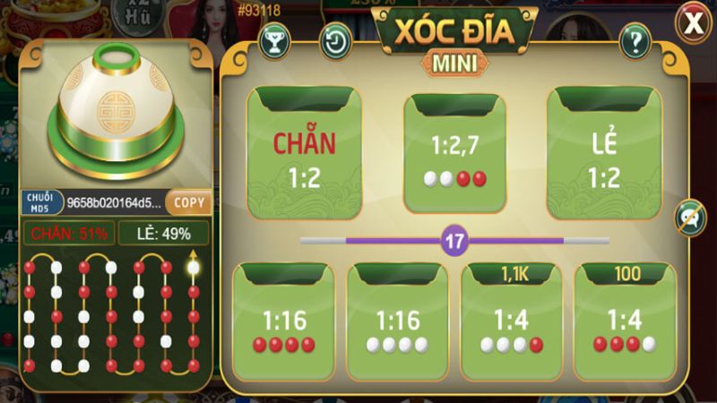 Xóc đĩa MD5 1 Giao diện game xóc đĩa MD5 tại Xocdia88